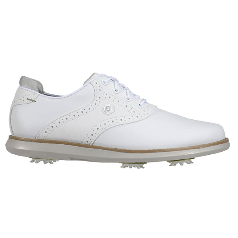 FootJoy Traditions Spiked Womens Golf Shoes - White/2A NARROW/10.0