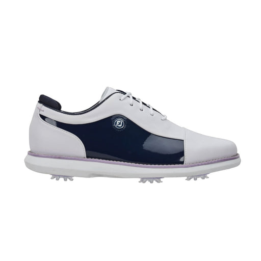 FootJoy Traditions Spiked Womens Golf Shoes - Wht/Navy/Purpl/B Medium/11.0