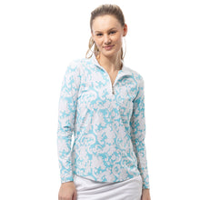 Load image into Gallery viewer, SanSoleil SolTek Lux Womens LS Sun Shirt - Paisly Prk Turq/XXL
 - 7