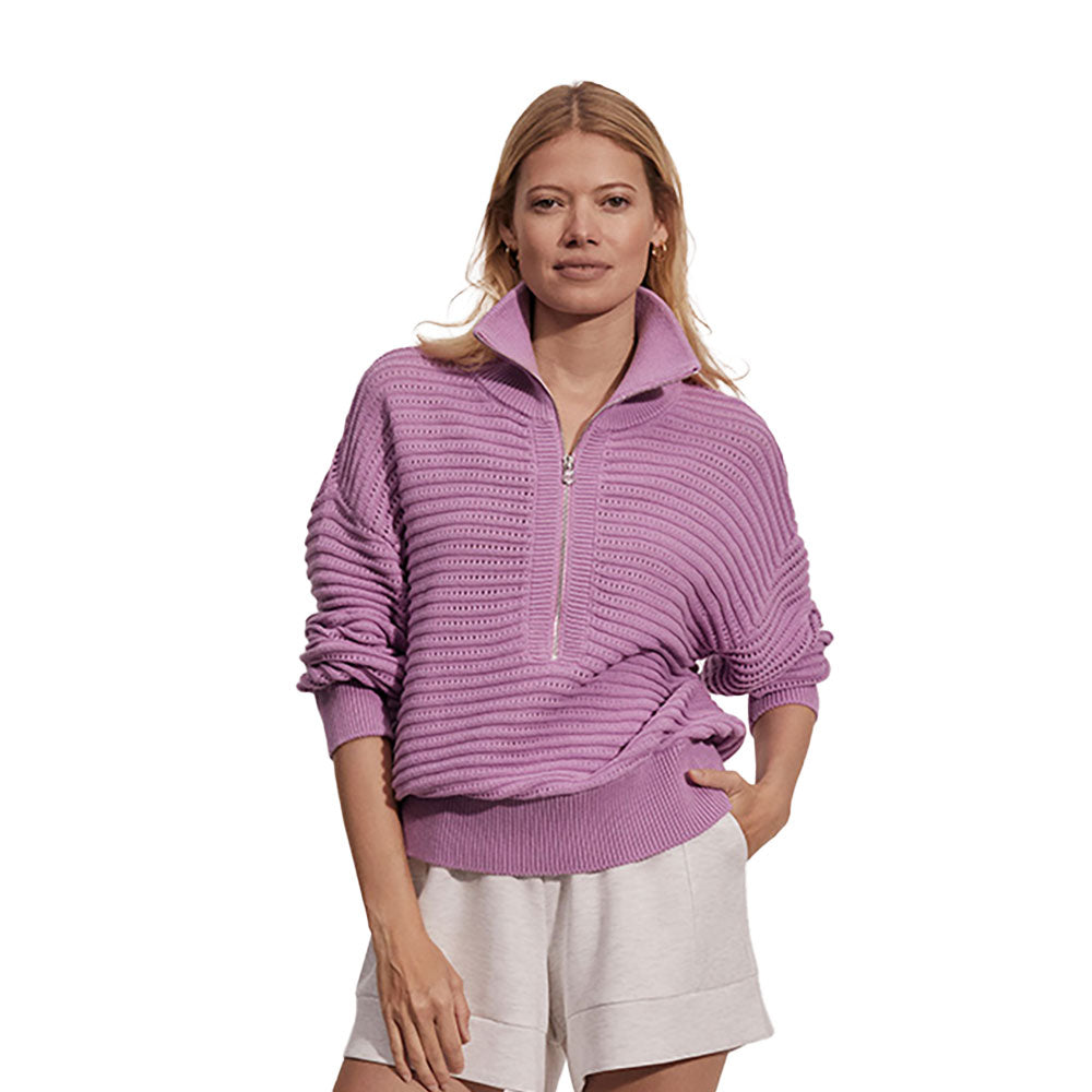 Varley Tara Pointelle Womens Half-Zip - Smokey Grape/L