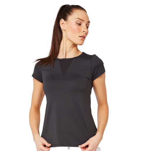 Lija Elite Deep V-Neck Womens Tennis Shirt - Black/XL