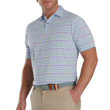 Load image into Gallery viewer, FootJoy Space Dye Stripe Lisle Mens Golf Polo - Mist/Storm/L
 - 1