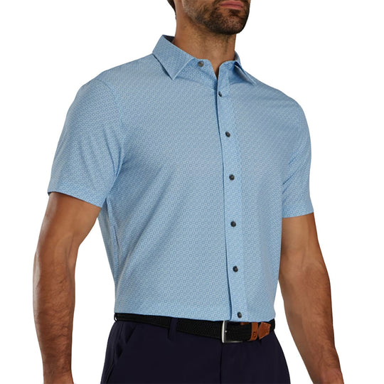 FootJoy Geo Check Woven Short Sleeve Mens Shirt