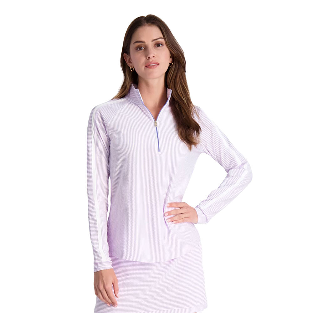 Fairway & Greene Eryn Zip Mock Womens Golf 1/4 Zip - Lilac/L