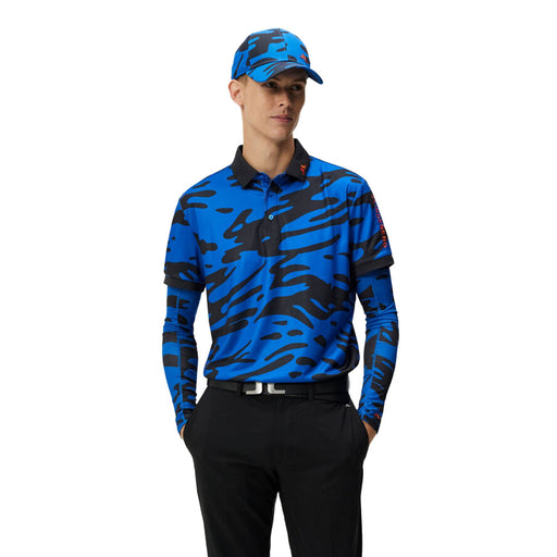 J. Lindeberg Tour Tech Print Mens Golf Polo - Neptune Blue/XL