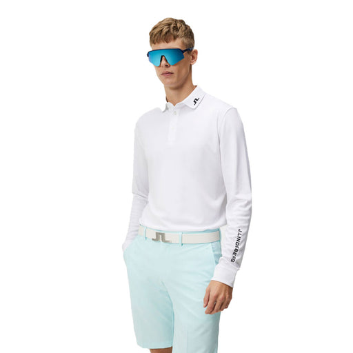 J. Lindeberg Tour Tech Long Sleeve Mens Golf Polo - White/XL