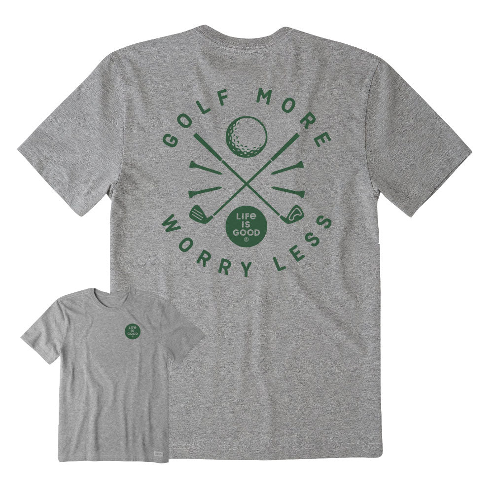 Life Is Good Golf More Worry Less Mens T-Shirt - Heather Gray/XXL