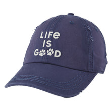 Load image into Gallery viewer, Life Is Good Paw Print Adjustable Hat - Darkest Blue/One Size
 - 1