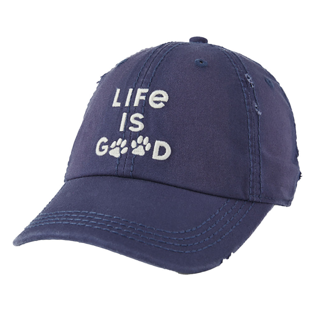 Life Is Good Paw Print Adjustable Hat - Darkest Blue/One Size