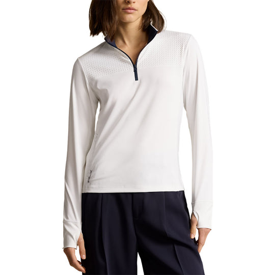 RLX Polo Golf Eyelet Performance Quarter-Zip Womens Golf Pullover