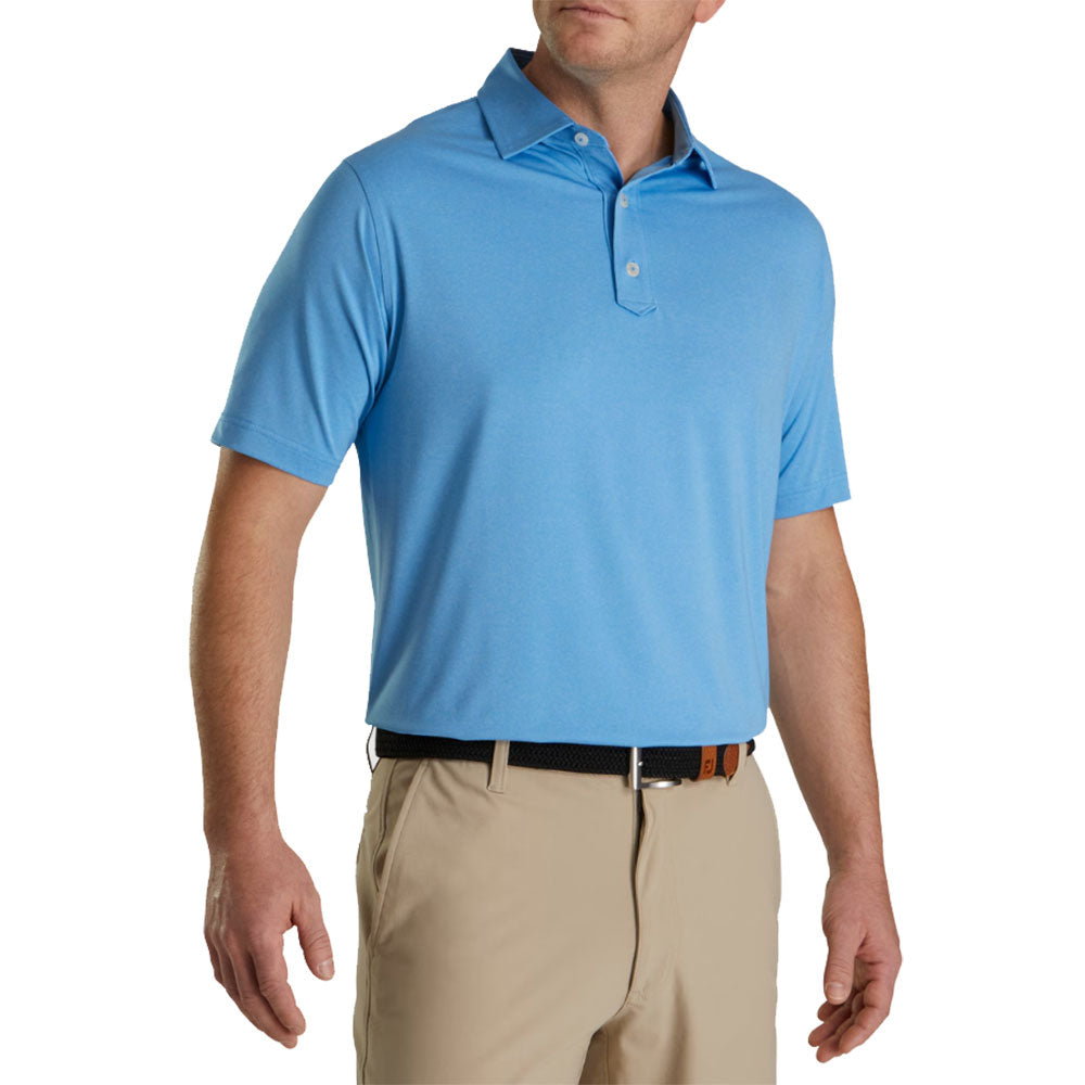 FootJoy Solid Lisle Traditional Fit Mens Golf Polo - Heather Blue/XL