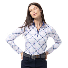 Load image into Gallery viewer, SanSoleil Solcool Print Mock Womens Golf PO - Beltway Navy/XL
 - 14