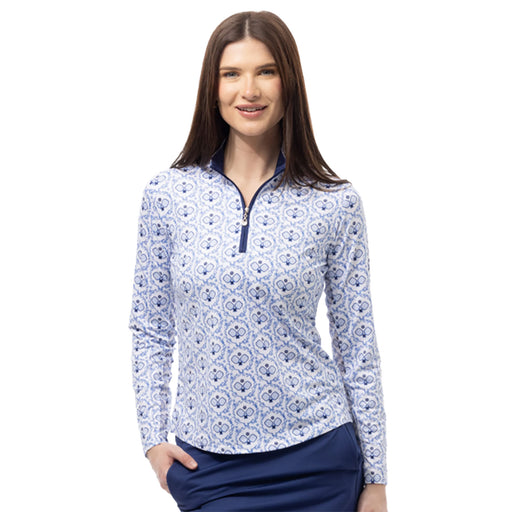 SanSoleil Solcool Print Mock Womens Golf PO - Pickering/XL