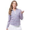 SanSoleil Solcool Print Mock Neck Womens Golf Pullover