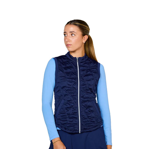 Sofibella UV Staples Quilt Womens Golf Vest - Navy/2X