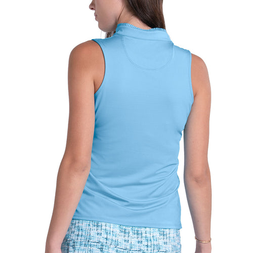 Lucky In Love Pleated Placket Sleeveless Womens Golf Polo - 2