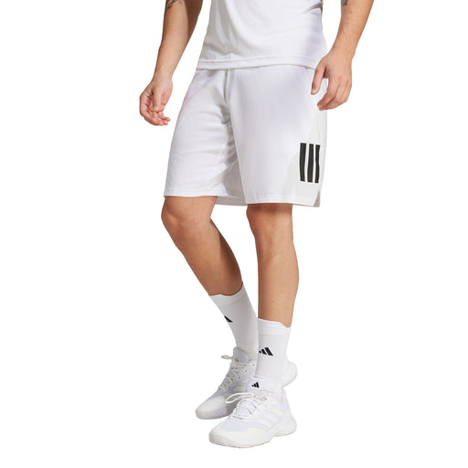 Adidas Club 3 Stripe 9 in White Mens Tennis Shorts - White/XL
