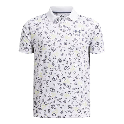 Under Armour Matchplay Printed Boys Golf Polo - Wht/Dwnpr Gray/L