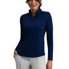 Load image into Gallery viewer, Ibkul Essential Solid Mock LS Womens Golf QZ - Classic Navy/XL
 - 1