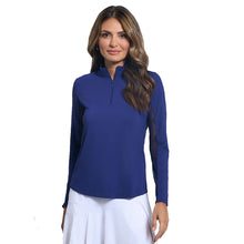 Load image into Gallery viewer, Ibkul Essential Solid Mock LS Womens Golf QZ - Navy/XL
 - 8