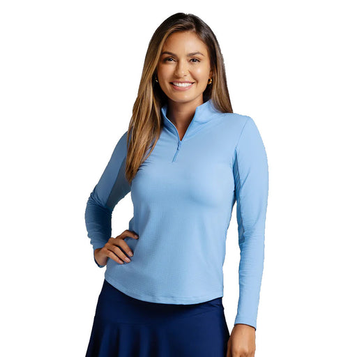 Ibkul Essential Solid Mock LS Womens Golf QZ - Peri/XL