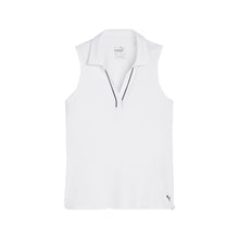 Load image into Gallery viewer, Puma Cloudspun Piped Sleeveless Girls Golf Polo - White Glow/L
 - 3