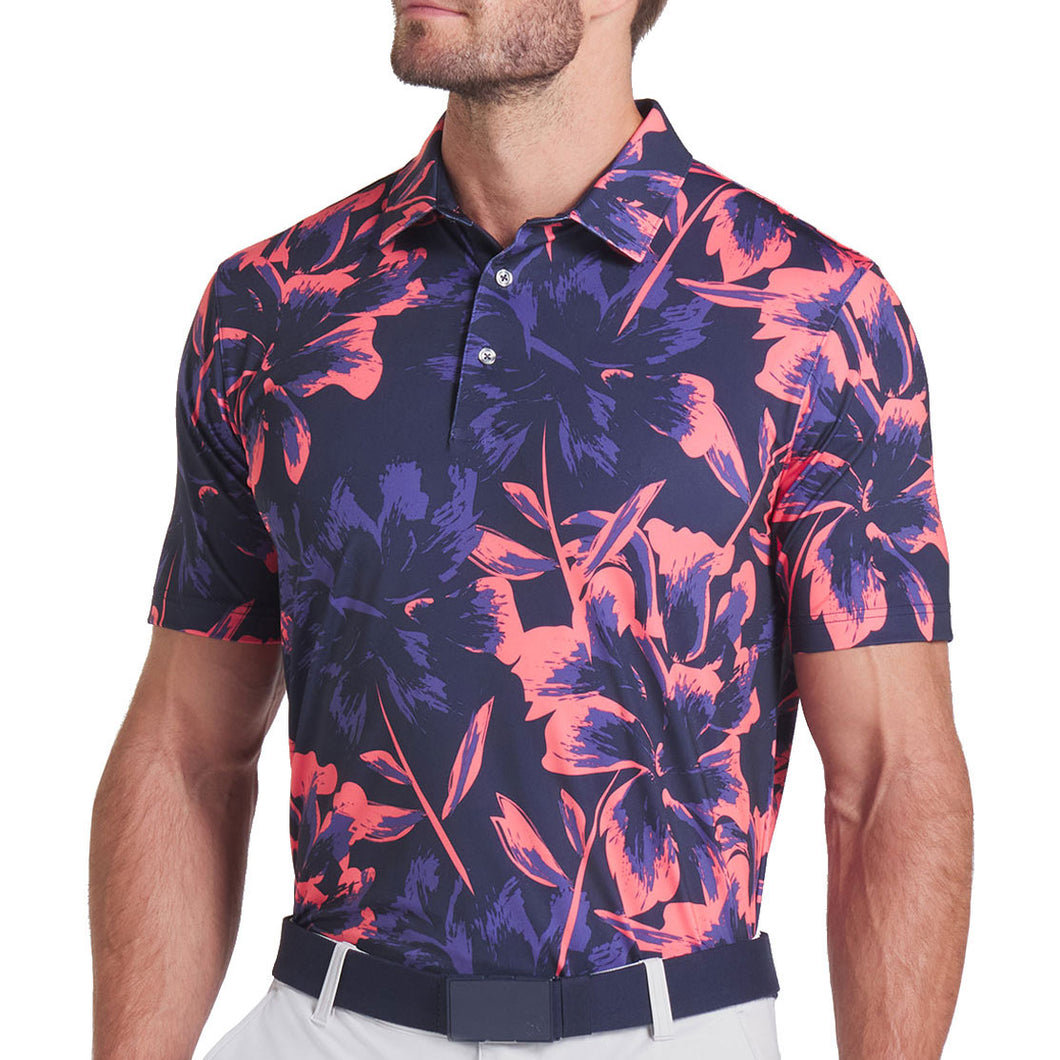 Puma Mattr Broken Flower Mens Golf Polo - Deep Nvy/Peach/XXL