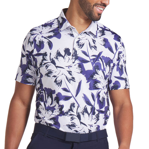 Puma Mattr Broken Flower Mens Golf Polo - Wt Glo/Bl Crstl/XL