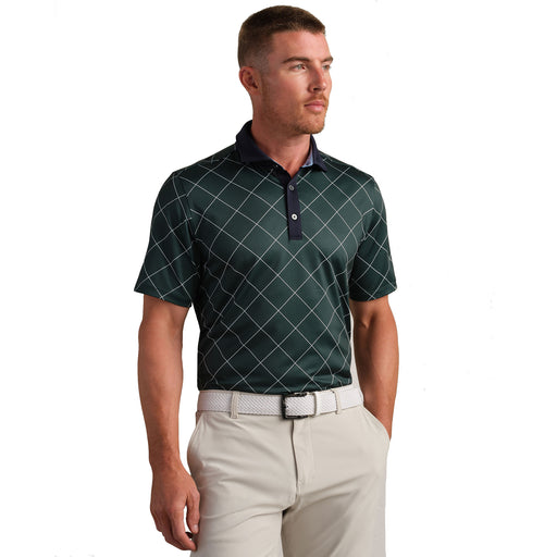 Rhone Sport Spread Collar Mens Golf Polo - Moss Grn Diamnd/XL