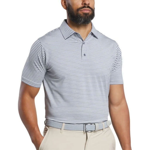 FootJoy Emory Stripe Lisle Mens Golf Polo - Hth Gry/Nvy/Wht/XL