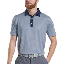 Load image into Gallery viewer, FootJoy Lattice Print Lisle Mens Golf Polo - Navy/White/Grey/XL
 - 3