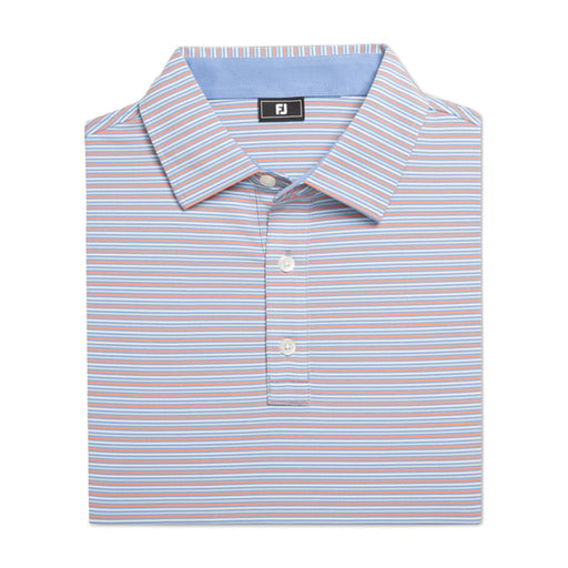 FootJoy Balance Stripe Lisle Mens Golf Polo - B Jay/Wt/Pst/Or/XL