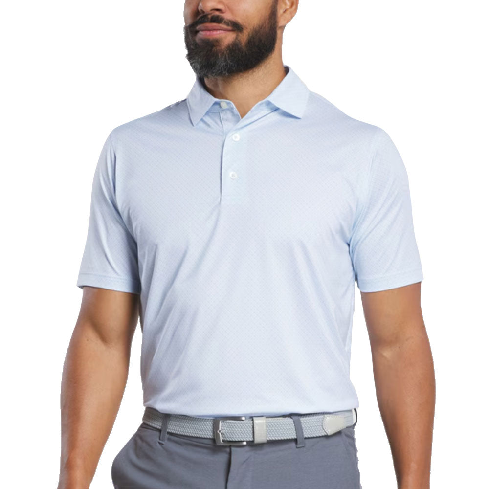 FootJoy Loop Print Lisle Mens Golf Polo - White/Skyway/XL