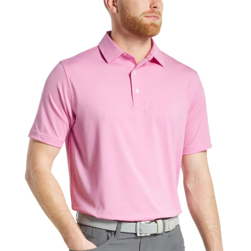 FootJoy AF Micro Feeder Stripe Lisl Mens Golf Polo - Pink/White/XL