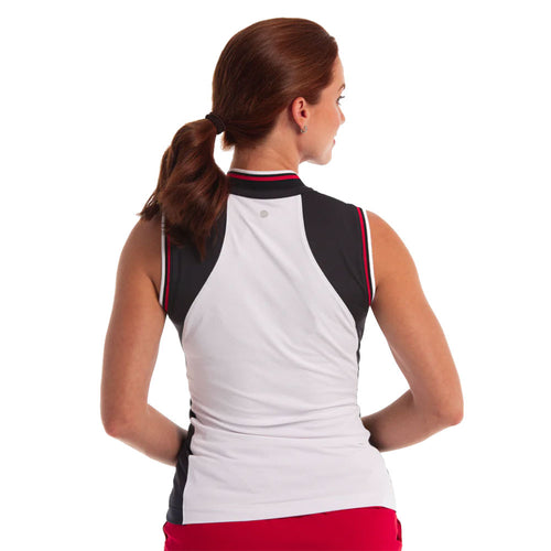 EP New York Stand Collar Color Block Sleeveless Womens Golf Polo - 2