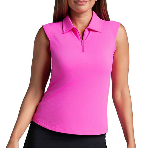 Ibkul Solid Sleeveless Womens Golf Polo - Hot Pink/XL