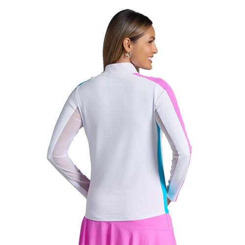 Ibkul Color Block Long Sleeve Mock Womens Golf Quarter-Zip - 2