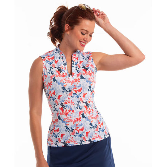 EP New York Vine Floral Print Womens Short Sleeve Golf Polo