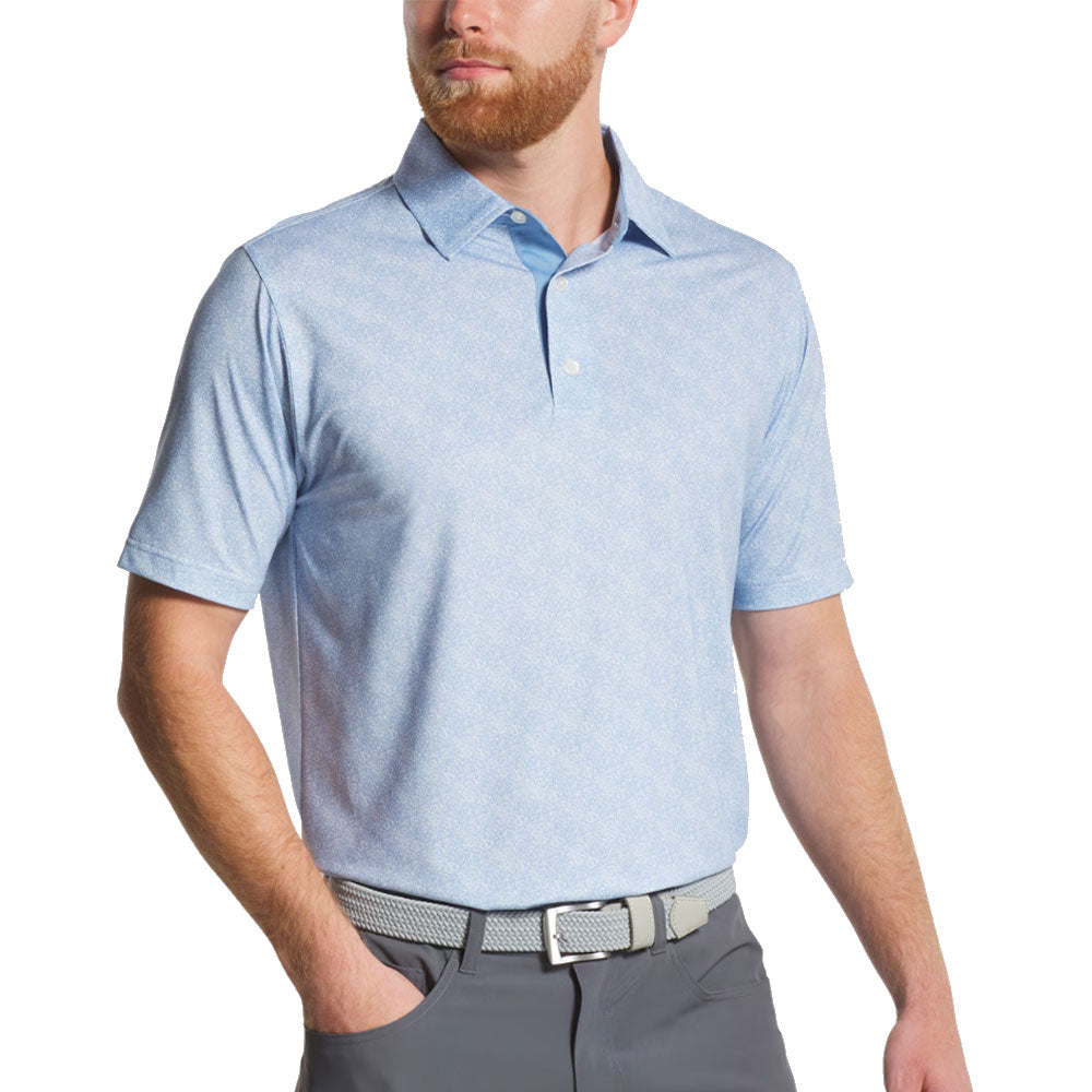 FootJoy Speckle Print Lisle AF Mens Golf Polo - Blue Jay/White/XL