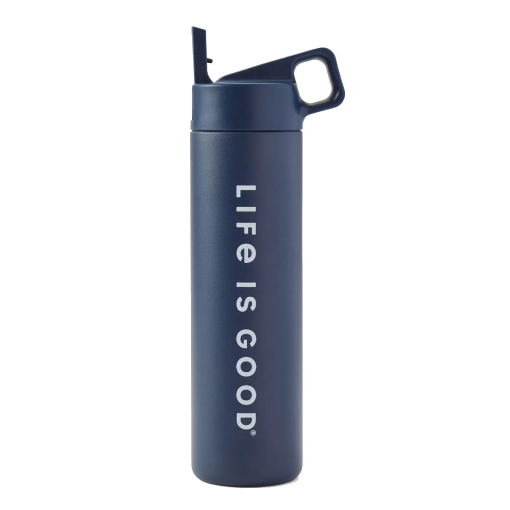 Life Is Good Tonal Wordmark 20oz Water Bottle - Tidal Blue