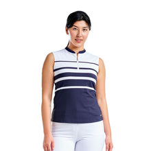 Load image into Gallery viewer, NVO Linnea Mock Womens Golf Polo - White-navy/L
 - 2