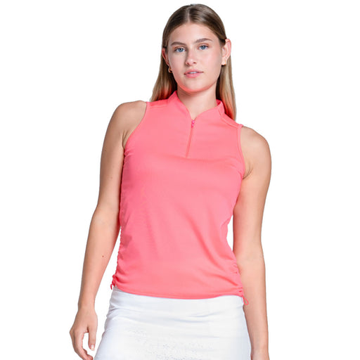 Lucky In Love On Par Zip Womens SL Golf Top - Lava/L