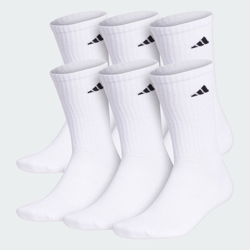 Adidas Athletic Cushioned Mens Crew Socks 6-Pack - White/Black/L