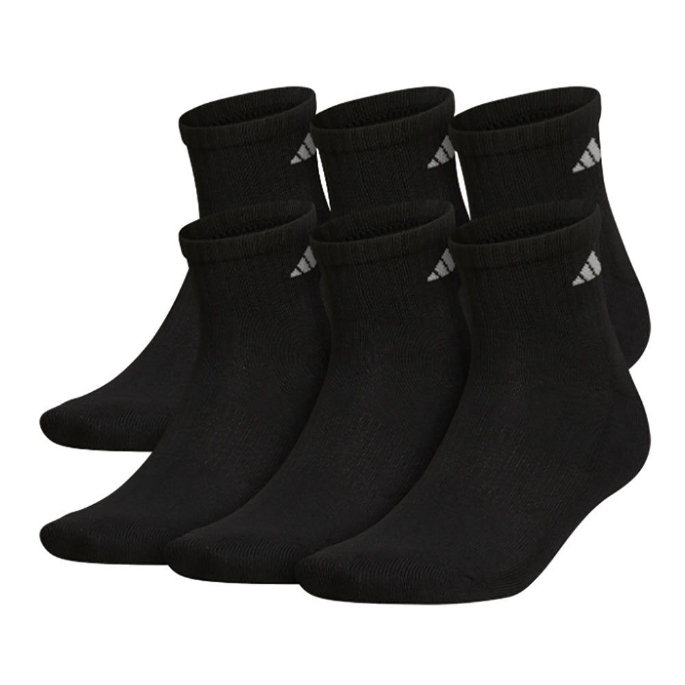 Adidas Athletic Cushioned Men Quarter Socks 6-Pack - BLK/ALUMINUM 2/L