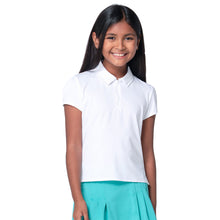 Load image into Gallery viewer, Lucky In Love Pleated Girls Short Sleeve Golf Polo - White/M
 - 1