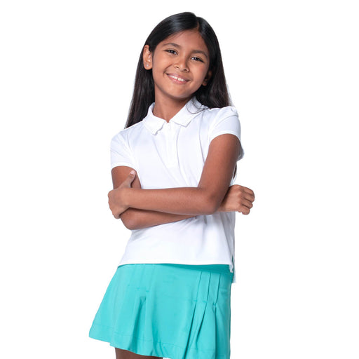 Lucky In Love Pleated Girls Short Sleeve Golf Polo
