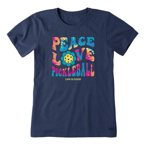 Life Is Good Tie Dye Pickleball SS Womens T-Shirt - Darkest Blue/XL