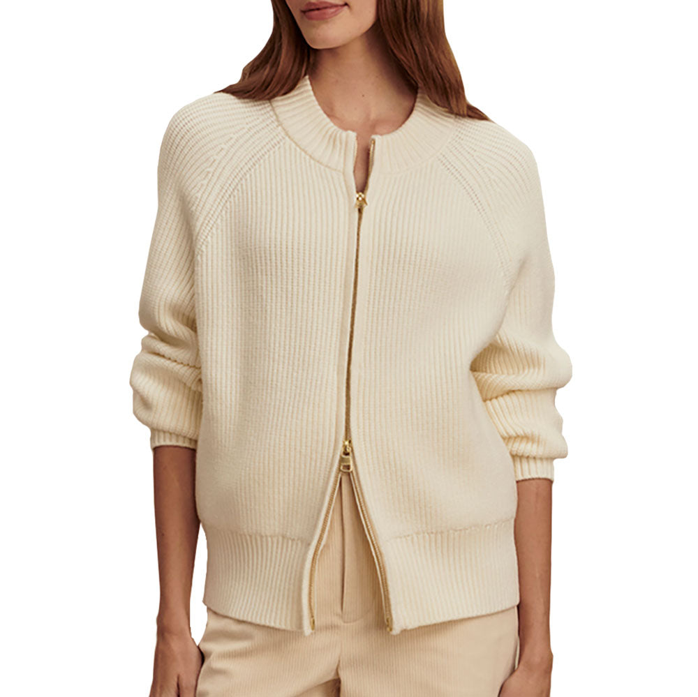 Varley Milo Zip Through Knit Womens Jacket - Egret/L