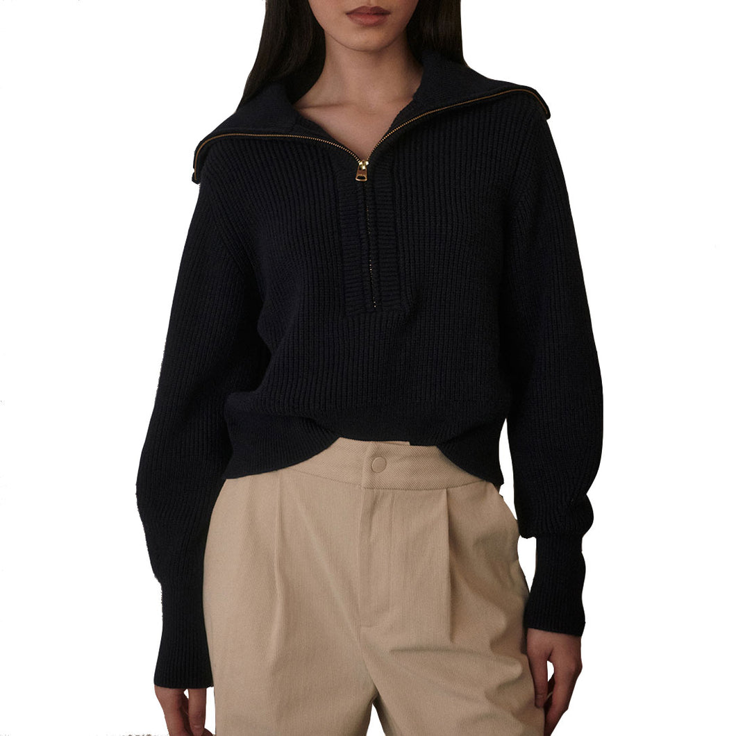 Varley Maura Wmns Half Zip Rib Knit Pullover - Navy/M