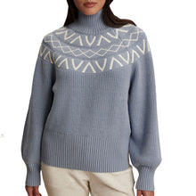 Load image into Gallery viewer, Varley Marcie Fairisle Yoke Womens Knit Sweater - Glacier Blue/M
 - 4